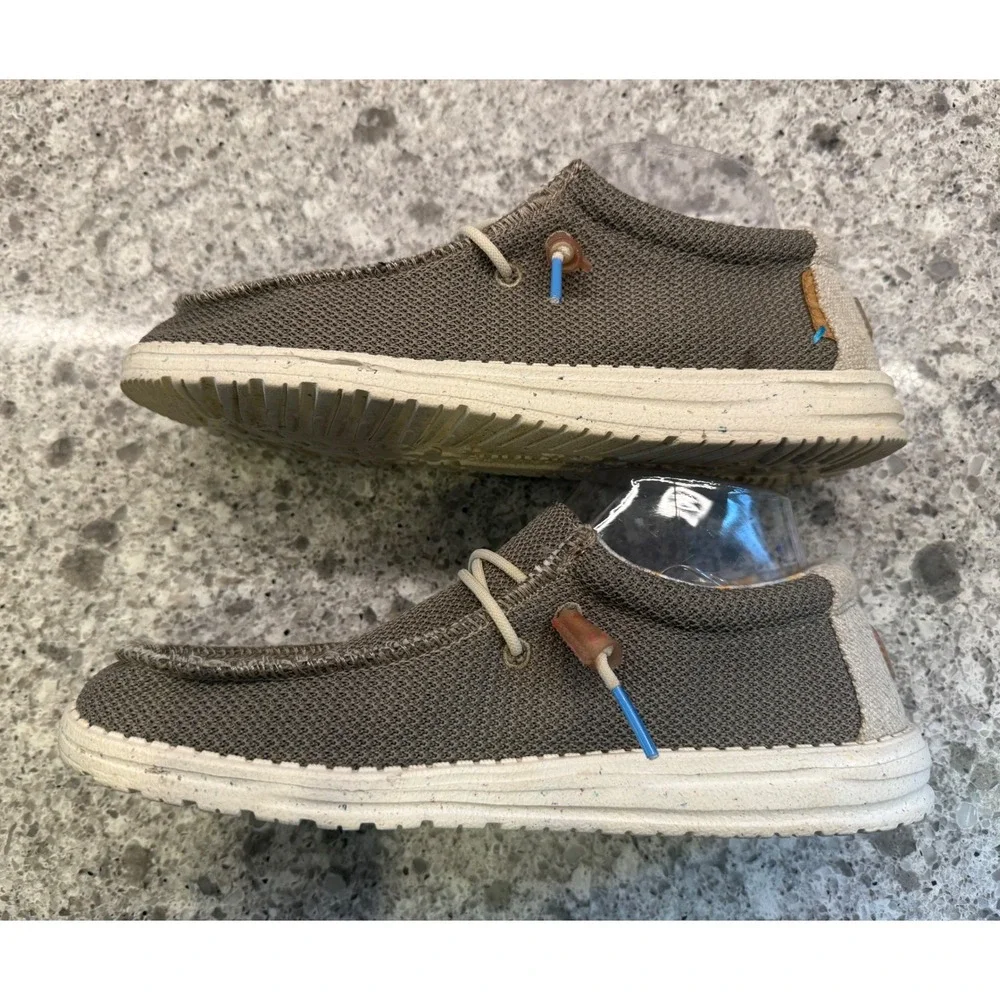 Hey Dude Unisex Adult Walnut Wally Sox Stretch Khaki Slip On Casual Loafer L9/M7
